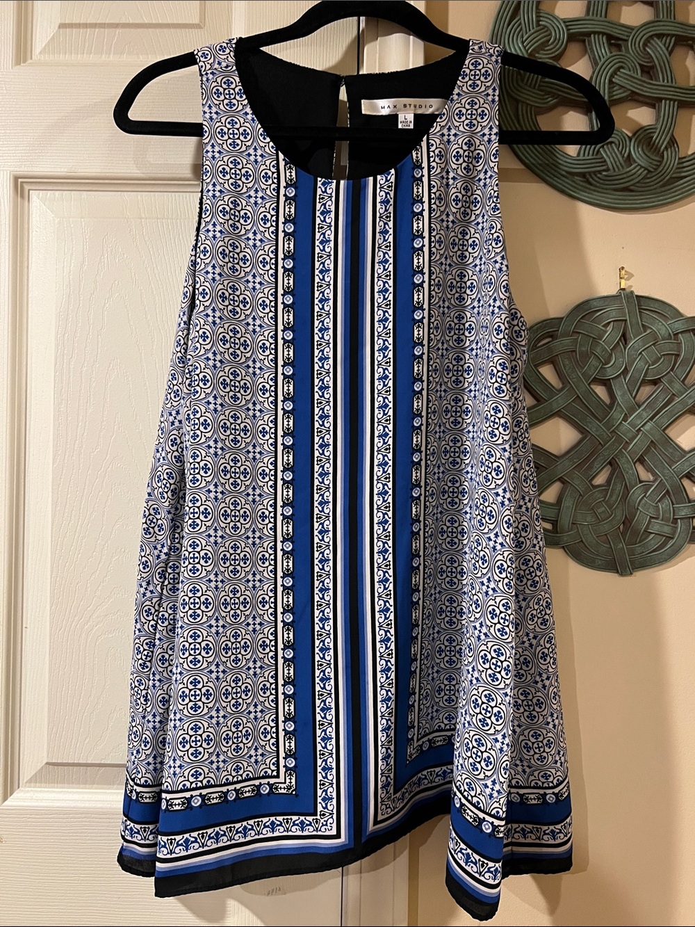 Max Studio Blue and White Printed Sleeveless top/dress